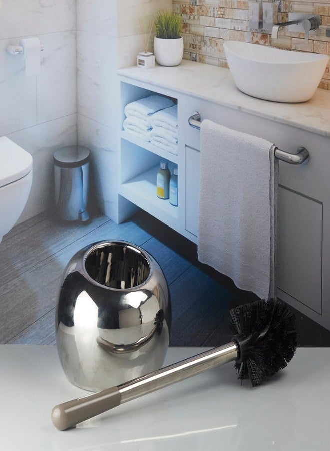 Kookee Ceramic Toilet Brush Holder for Bathroom, Silver (10221) - Image 3